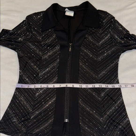 Artex Fashions Blouse Sweater Jacket Elegant Black Silver Sparkle Women's Size M - Picture 8 of 11
